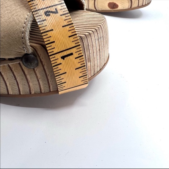 OAK DESTROY Vintage Y2K Platform Chunky Wooden Wedge Leather Sandal Women 8 8.5 - Picture 12 of 13